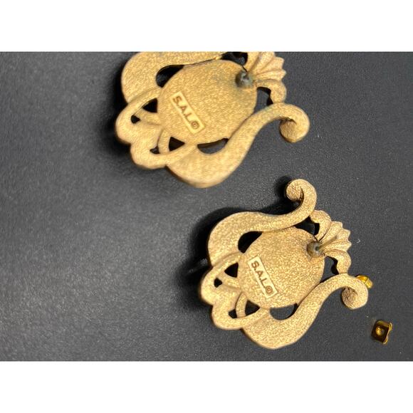 Swarovski SAL Brown Amber Crystal Maltese Cross Set Large Pierced Earrings - Picture 5 of 8